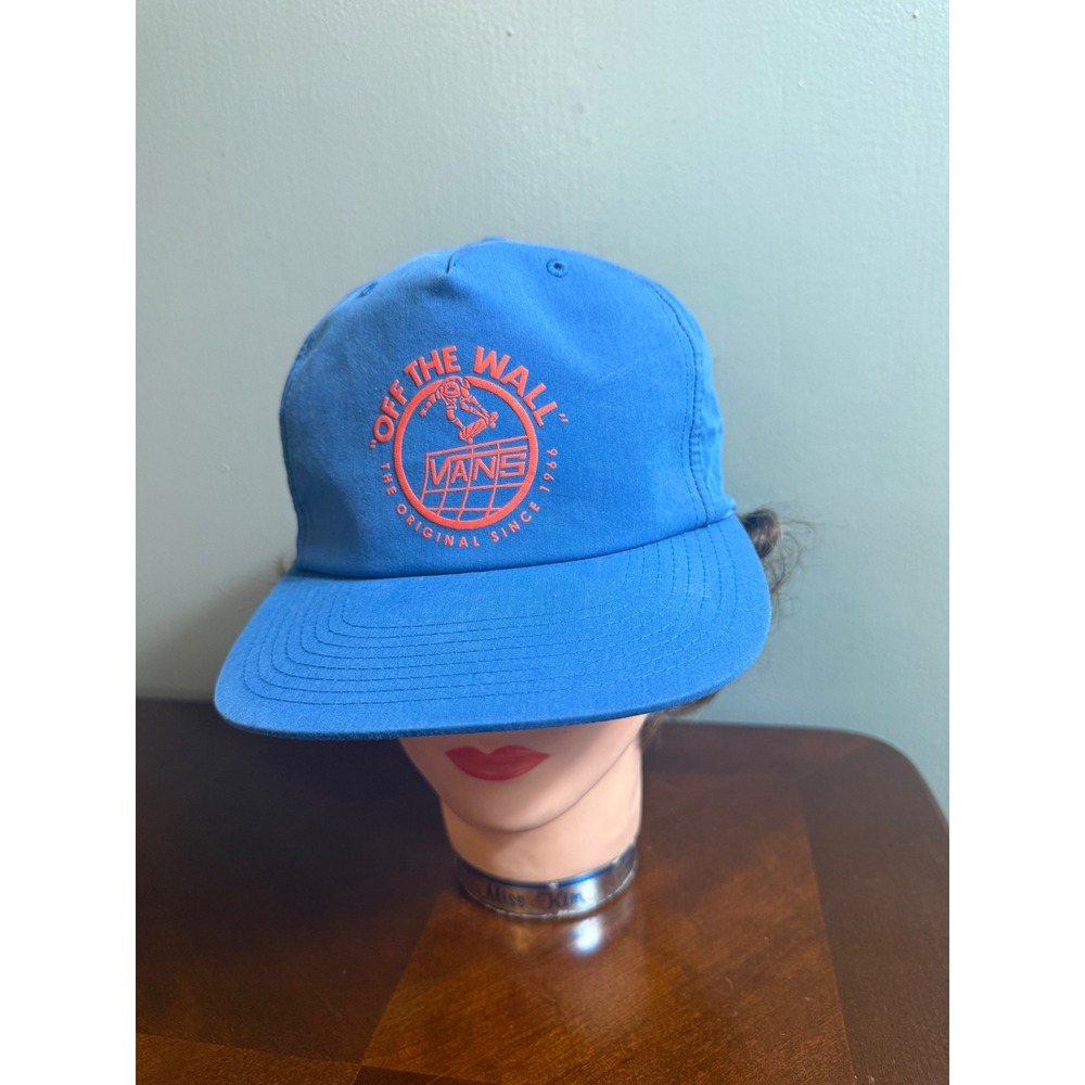 Vans Off The Wall Blue Orange Graphic Snapback Hat Adjustable Skater Cap Mens OS